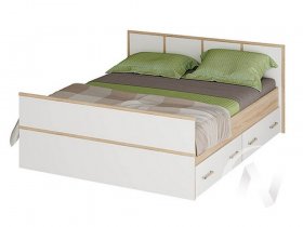 Двуспальная кровать 1,4м Сакура (дуб сонома/белый) в Черском - cherskij.mebel-nsk.ru | фото