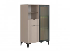 Комод 2 со стеклом Рич (кашемир/фрапучино матовый/черный) в Черском - cherskij.mebel-nsk.ru | фото
