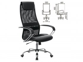 Кресло офисное BRABIX PREMIUM Stalker EX-608 CH, хром, ткань-сетка/кожзам, черное в Черском - cherskij.mebel-nsk.ru | фото