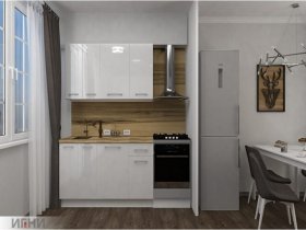 Кухонный гарнитур МДФ Выгодно и точка 1,5 м (белый глянец) в Черском - cherskij.mebel-nsk.ru | фото