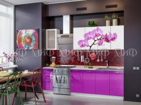 Кухонный гарнитур Орхидея (фиолетовый) в Черском - cherskij.mebel-nsk.ru | фото