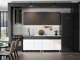 Кухонный гарнитур София (2,0м) (бланж/графит матовый) в Черском - cherskij.mebel-nsk.ru | фото