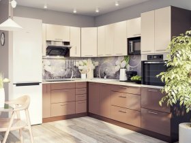 Модульная кухня Классика (ваниль/шоколад) в Черском - cherskij.mebel-nsk.ru | фото