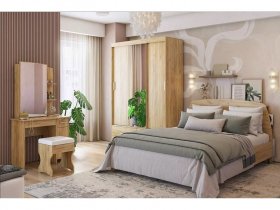 Модульная спальня Виктория-1 (дуб крафт золотой) в Черском - cherskij.mebel-nsk.ru | фото