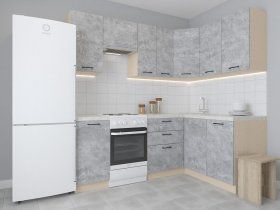 Модульная угловая кухня 1,4м*2,1м Лада (цемент) в Черском - cherskij.mebel-nsk.ru | фото