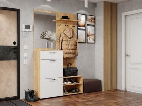 Прихожая Монтана (дуб крафт золотой/белый) в Черском - cherskij.mebel-nsk.ru | фото