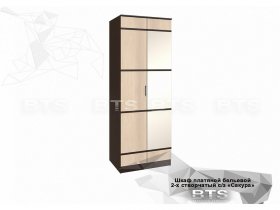 Шкаф двухстворчатый с зеркалом платяной-бельевой Сакура (BTS) в Черском - cherskij.mebel-nsk.ru | фото