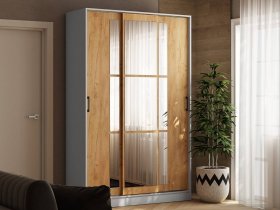 Шкаф-купе 1,4м «Стиль-2» (белый/дуб крафт золотой) в Черском - cherskij.mebel-nsk.ru | фото