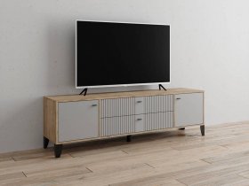 Тумба под ТВ Парус-10 (дуб крафт серый/серый) в Черском - cherskij.mebel-nsk.ru | фото