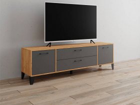 Тумба под ТВ Парус-13 (дуб крафт золотой/графит серый) в Черском - cherskij.mebel-nsk.ru | фото